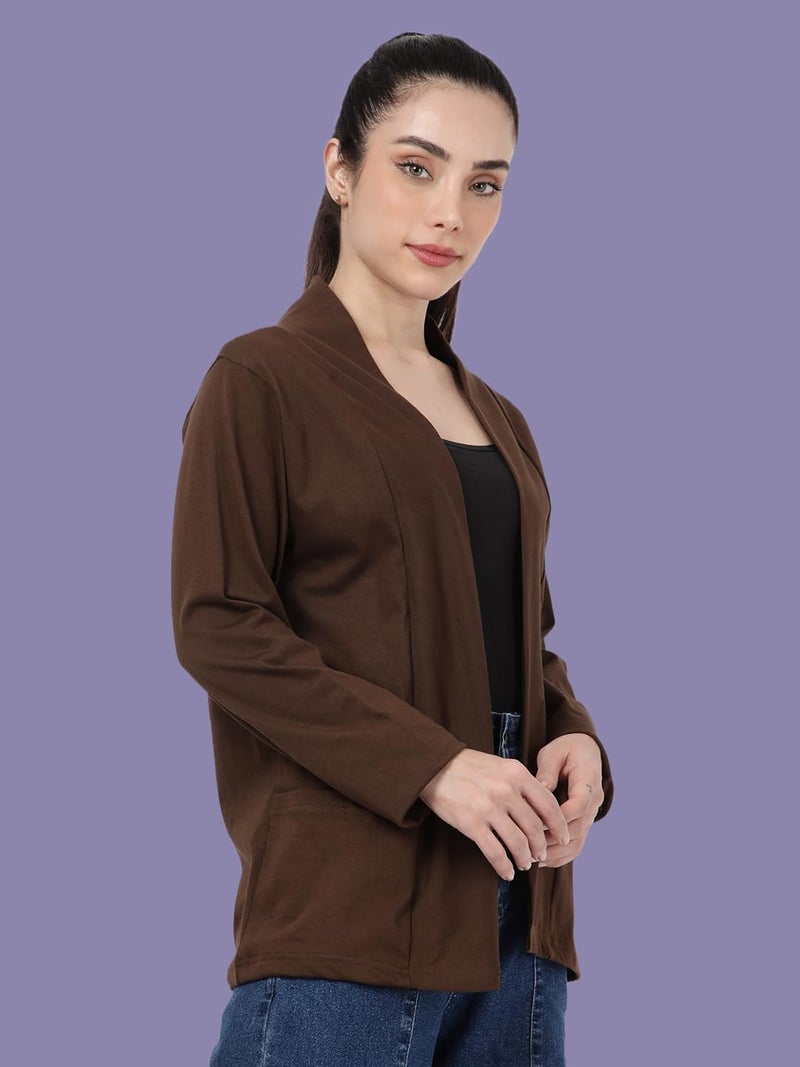 KRYPTIC Women’s Regular Length Cotton Shrug with Side Pockets - Soft Lightweight Layer for Stylish Everyday Wear - Image 4