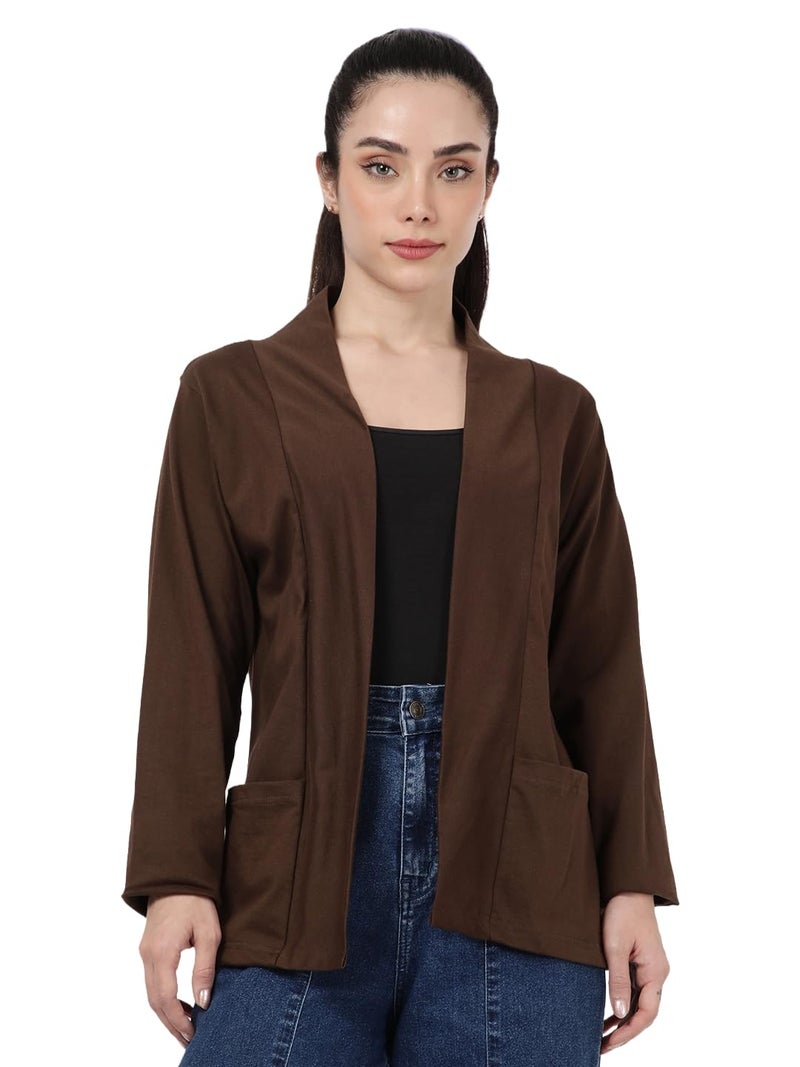 KRYPTIC Women’s Regular Length Cotton Shrug with Side Pockets - Soft Lightweight Layer for Stylish Everyday Wear - Image 1