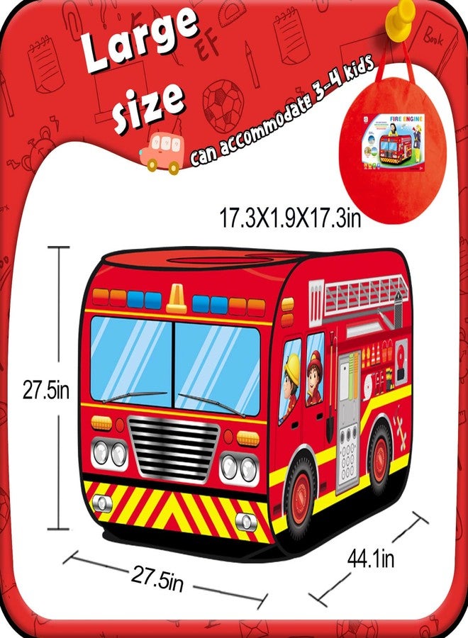 Britik Pop Up Play Tent for Kids Aged 3-5 Years Old Boys and Girls : Fire Truck Tent Playhouse Toy Play Tents for Toddlers 3-5 Kids Tent Indoor Outdoor Playhouse Toys for 3 + Year Old, Fire Truck - Image 3