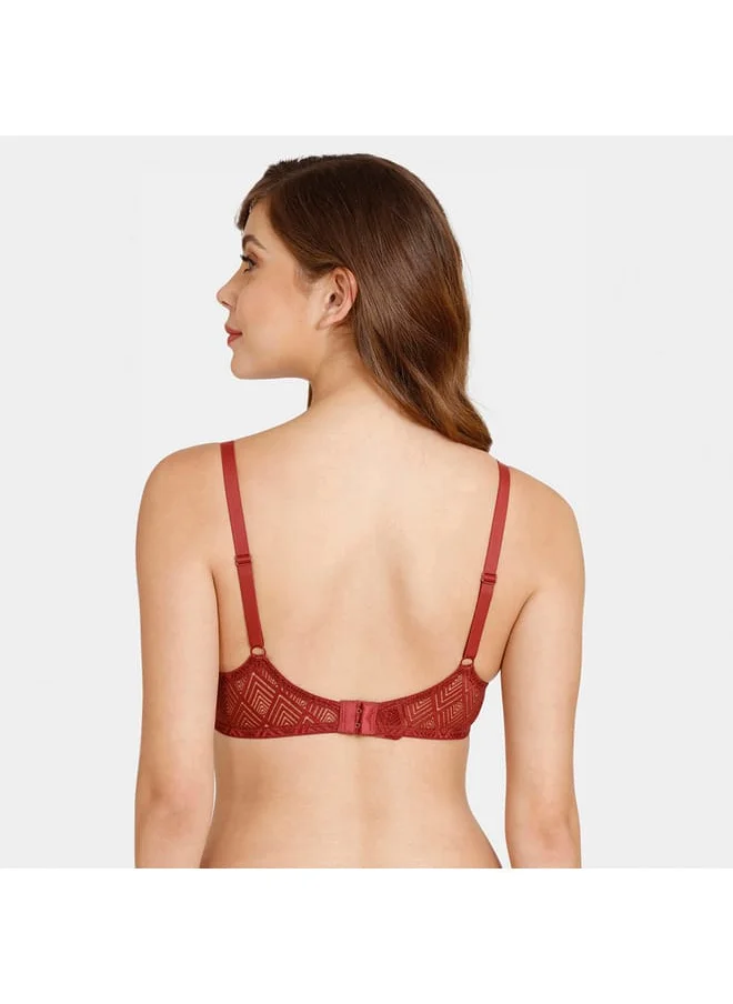 zivame Zivame Textured Padded Bra with Lace Detail and Adjustable Strap