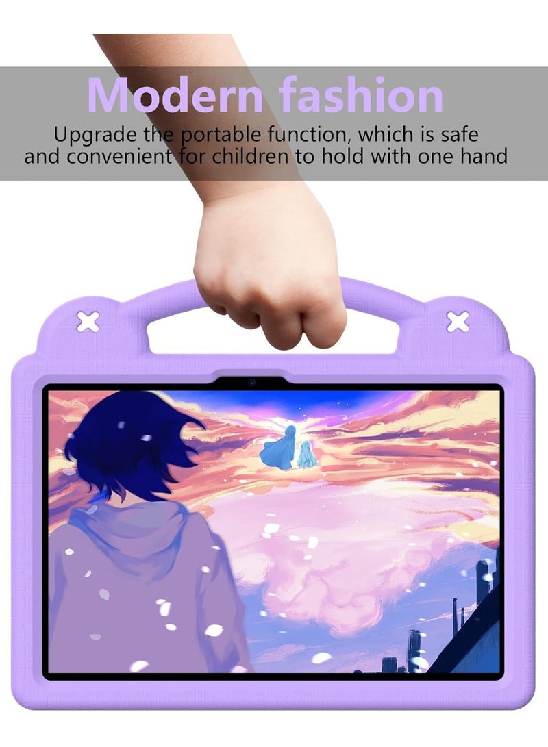 VKL Kids Case Compatible with Infinix Xpad 11 inch (2024) X1101, [Kids Friendly] DIY Cute Cartoon Stickers Lightweight EVA Shockproof Handle Stand Protective Cover (Purple) - Image 2