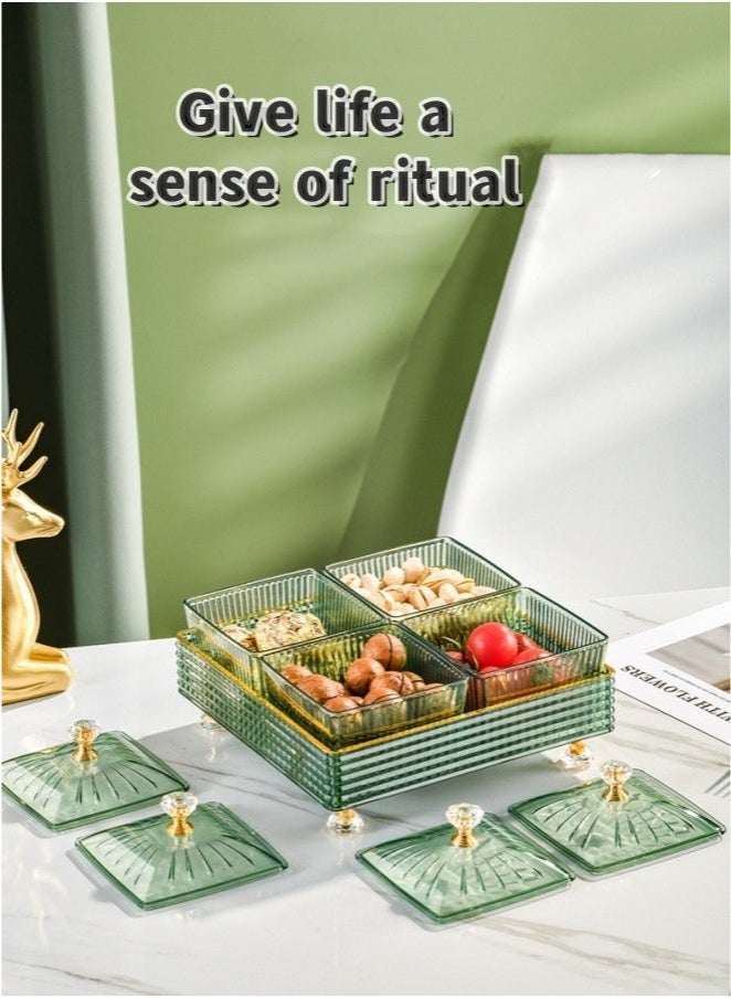 6 صواني تقديم الوجبات الخفيفة مع غطاء، مجموعة حاويات تقديم الحلوى والمكسرات، طبق فواكه مجففة، طبق مقبلات بلاستيكي، منظم تخزين المخللات، صناديق تخزين مستحضرات التجميل، طبق، أوعية عرض الطعام، شفاف 27. - Image 5