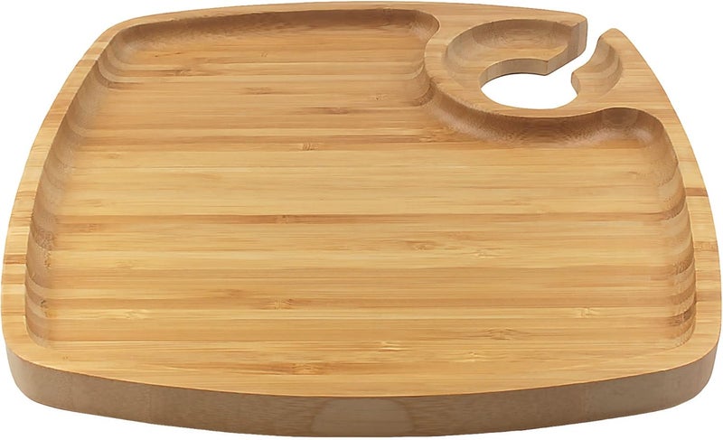 BambooMN 10 x 10 Bamboo Reusable Dinnerware Wine Glass Holder Square Dug Out Plates for Catered Events Holidays or Home Use Supplies 4 Pcs - Image 3