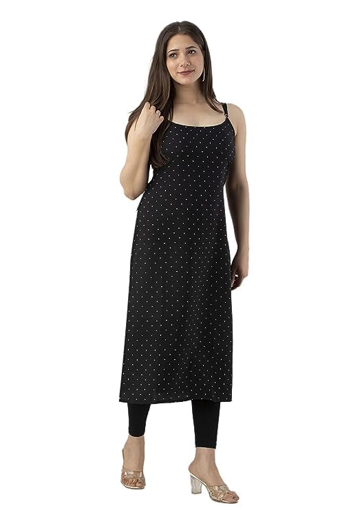 PATLANI Women's Cotton BLENED Sleeveless Printed Full Stitched Kurti.(k-199) Black - Image 1