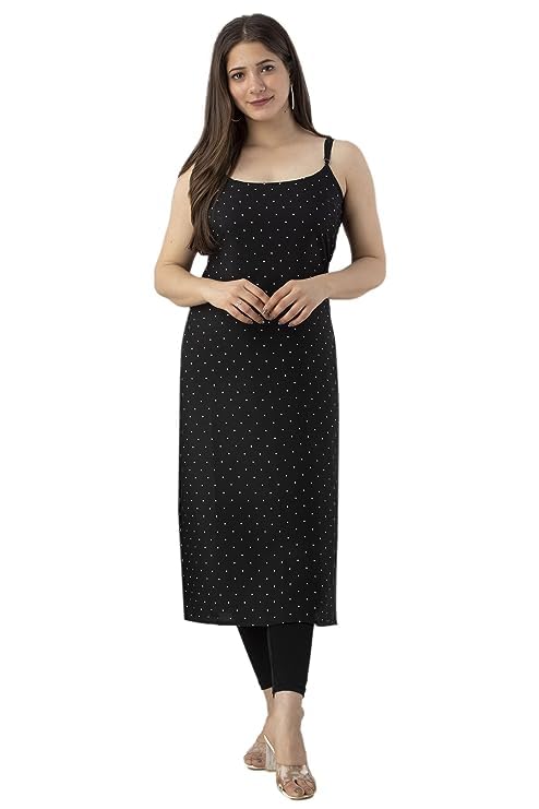 PATLANI Women's Cotton BLENED Sleeveless Printed Full Stitched Kurti.(k-199) Black - Image 3