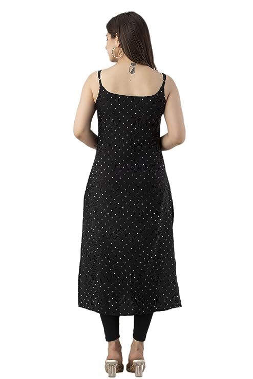 PATLANI Women's Cotton BLENED Sleeveless Printed Full Stitched Kurti.(k-199) Black - Image 2