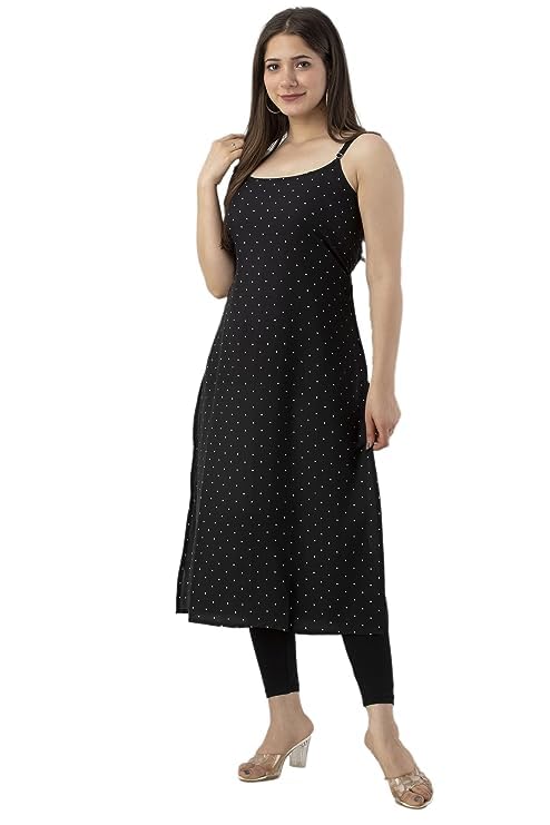 PATLANI Women's Cotton BLENED Sleeveless Printed Full Stitched Kurti.(k-199) Black - Image 4