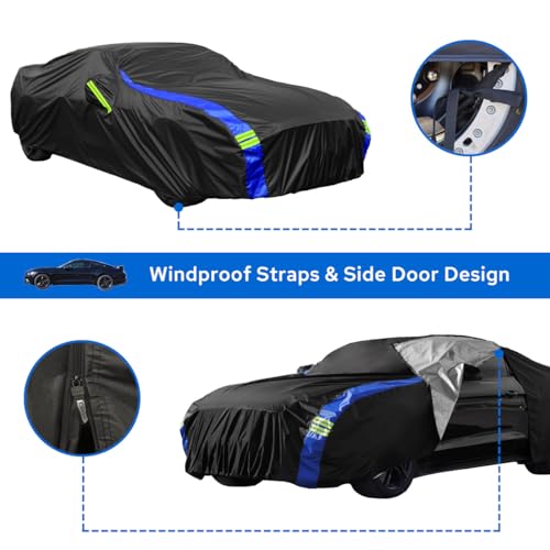 Avecrew for Ford Mustang Car Cover Waterproof All Weather for Automobiles, Outdoor Full Exterior Covers Fit Sedan Ford Mustang with Windproof Strap - Image 5