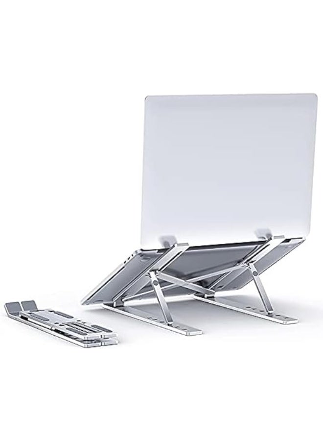 Adjustable laptop stand with 7 levels, made of aluminum alloy and foldable, silver. - Image 5