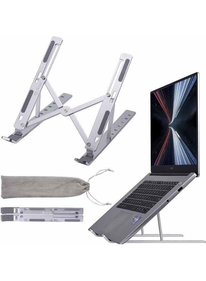 Adjustable laptop stand with 7 levels, made of aluminum alloy and foldable, silver. - Image 3