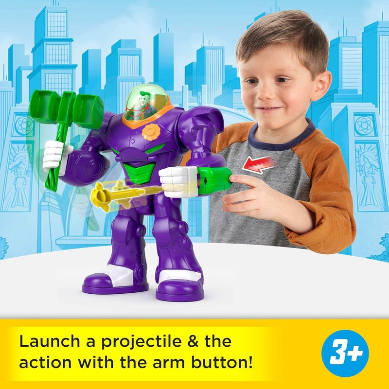 imaginext Fisher-Price DC Super Friends, The Joker Hammer Mech, 3-inch Action Figure & Accessory Set, 10.5-inch Toy Includes Launcher, Projectile & Eject - Image 2