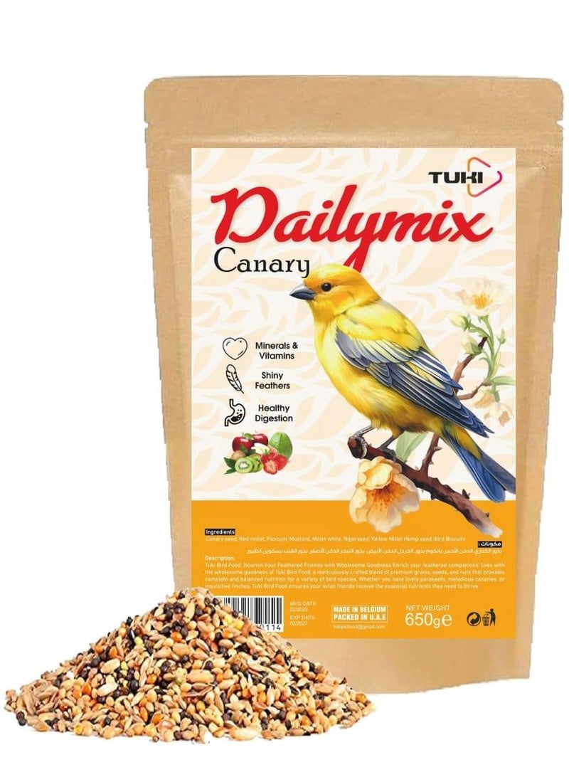 Tuki Bird Food for Canary – 650g | Natural & Healthy Premium Mix Seeds, | Daily Canary Food Seeds| All Life Stages - Image 1