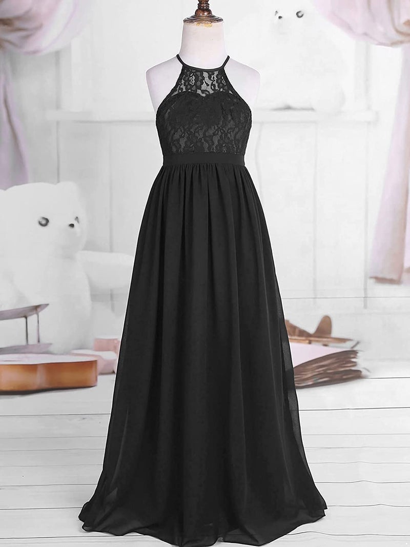 PINK WINGS Girls Georgette A-line Maxi Gown (12-13 Years, Black) - Image 3