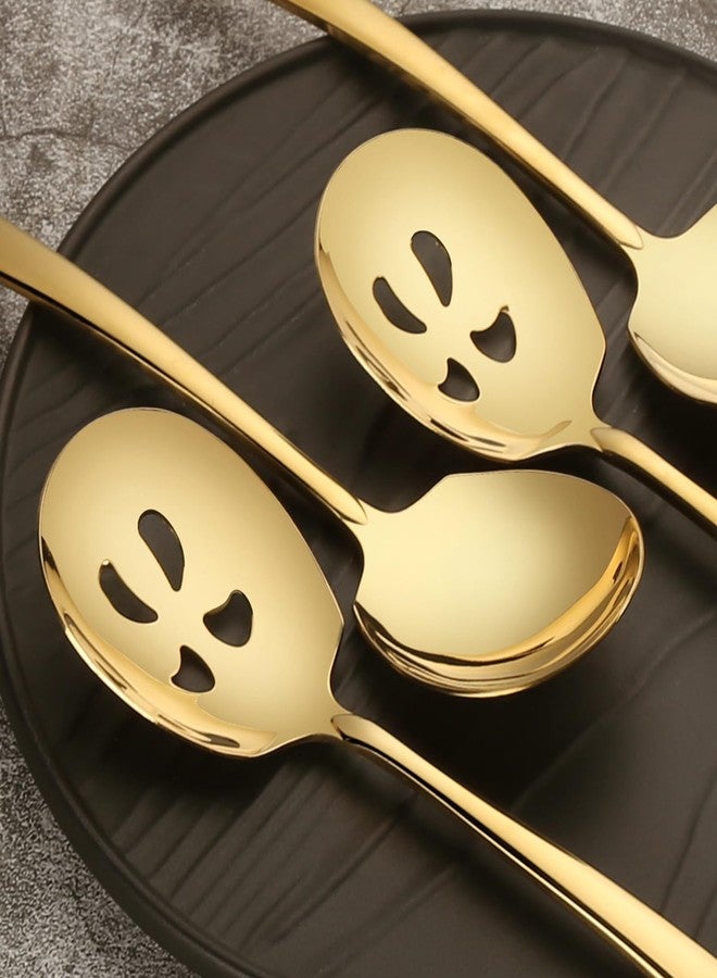 Kannei tec Serving Spoons Set, 9.14 Inch Slotted Spoon Serving Spoon,Stainless Steel Serving Utensils for Buffet(6Pack,Gold) - Image 3