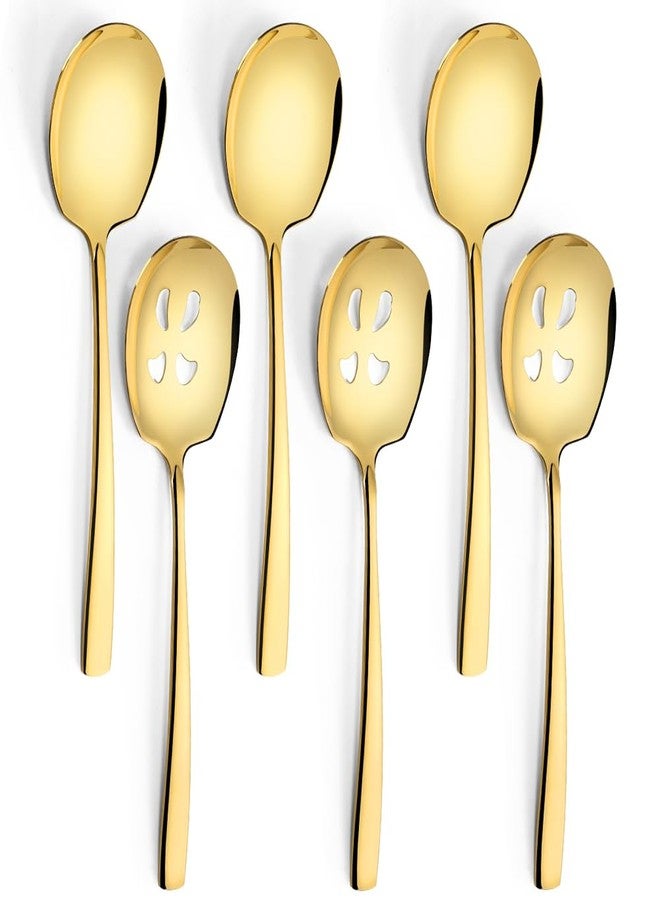 Kannei tec Serving Spoons Set, 9.14 Inch Slotted Spoon Serving Spoon,Stainless Steel Serving Utensils for Buffet(6Pack,Gold) - Image 1