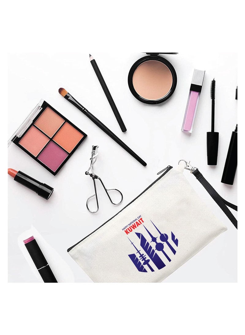 PRINTSHOP4ME Kuwait National Day with Cosmetic Bag - Makeup Bag - Gift for Any Kuwaiti - Cosmetic Pouch - Celebrate with Kuwaiti Skyline Design Makeup Pouch - Image 2