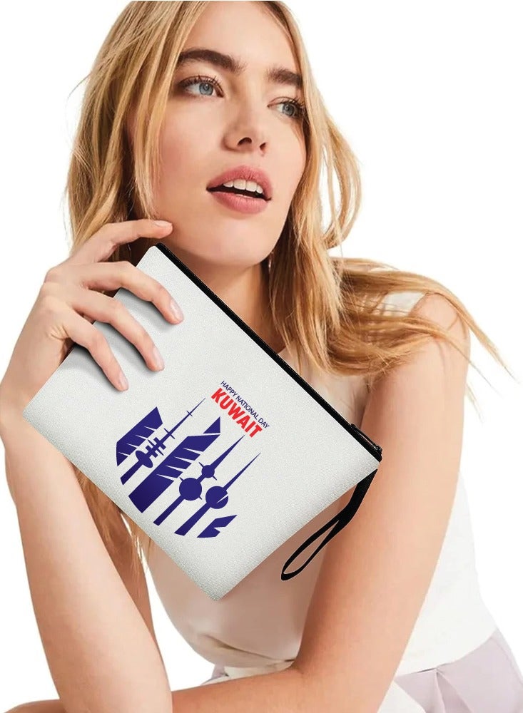 PRINTSHOP4ME Kuwait National Day with Cosmetic Bag - Makeup Bag - Gift for Any Kuwaiti - Cosmetic Pouch - Celebrate with Kuwaiti Skyline Design Makeup Pouch - Image 4