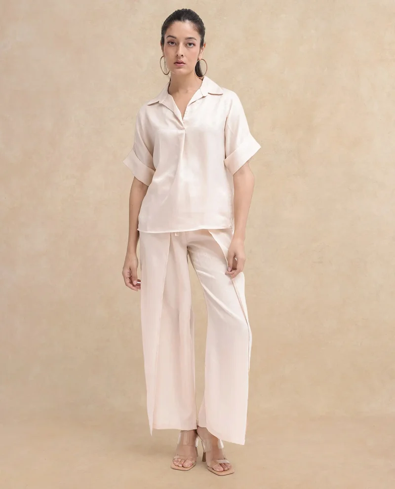 Rareism Women's Extended Sleeve Boxy Fit Plain Top