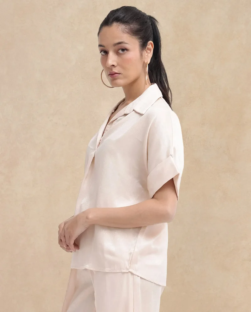 Rareism Women's Extended Sleeve Boxy Fit Plain Top