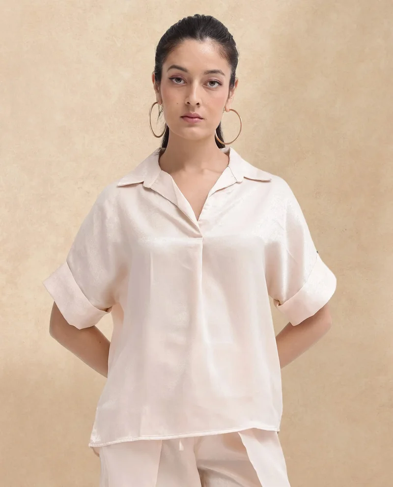 Rareism Women's Extended Sleeve Boxy Fit Plain Top