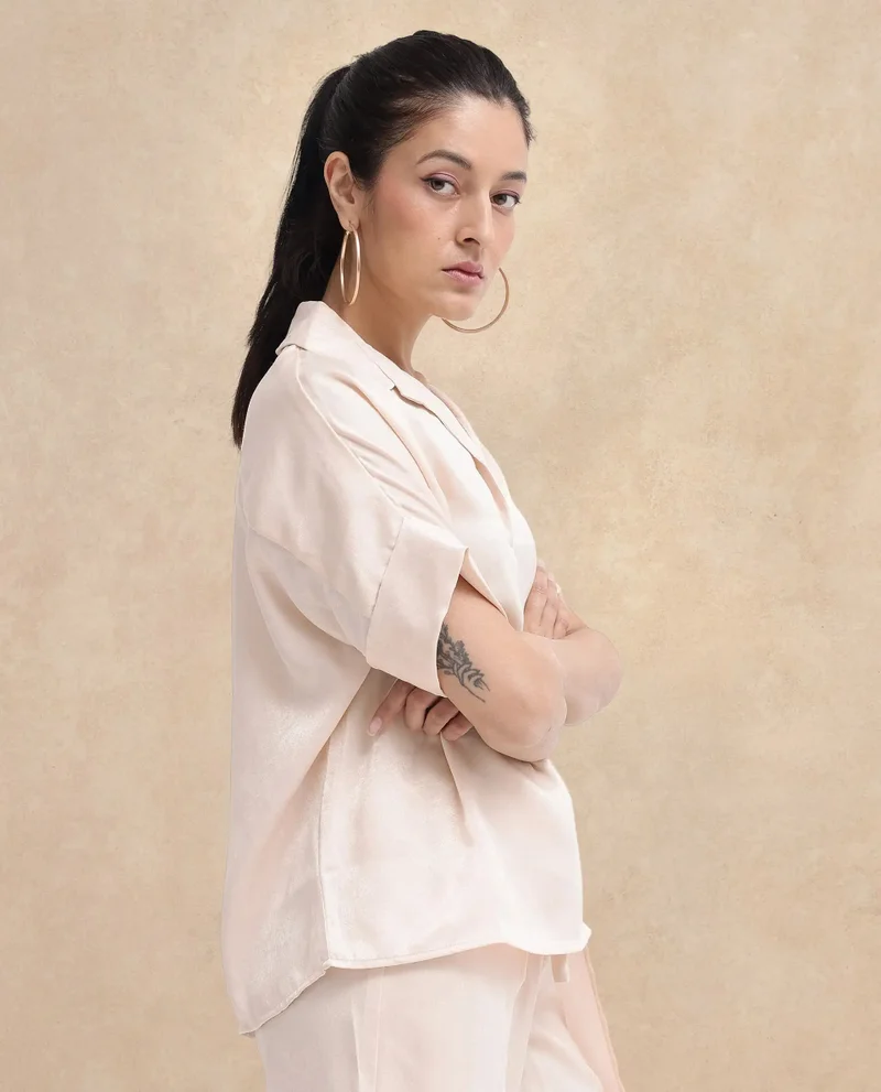 Rareism Women's Extended Sleeve Boxy Fit Plain Top