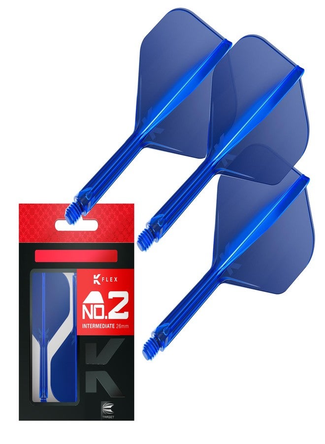 Target Darts K Flex Integrated Dart Flights and Shafts, No.2 Blue (Intermediate) | Pack of 3 K-Flex – No2, Kflex All in One Moulded Dart Flight & Stem | Professional Dart Accessories - Image 1