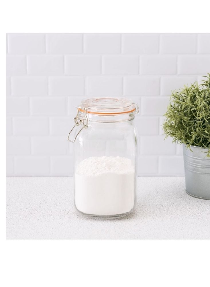 Clear Glass Jar with Clamp Lid – 1L Storage Container - Image 2