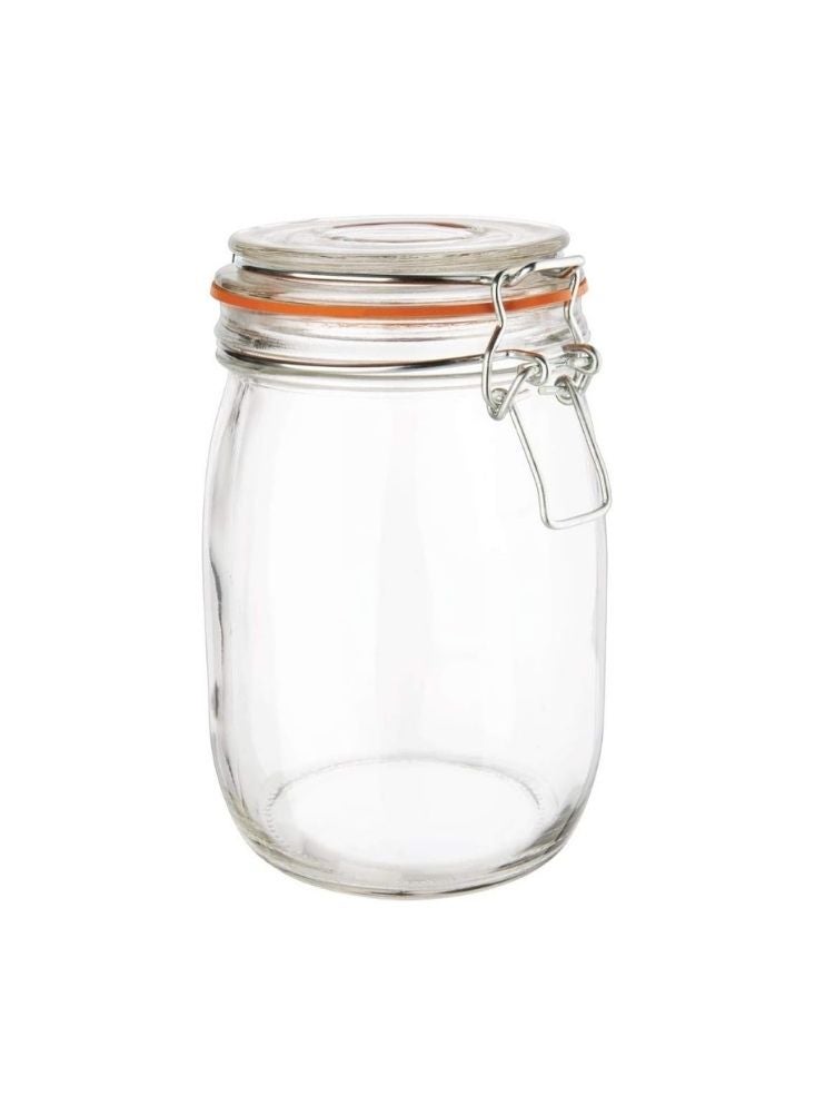 Clear Glass Jar with Clamp Lid – 1L Storage Container - Image 1