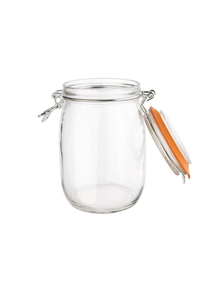 Clear Glass Jar with Clamp Lid – 1L Storage Container - Image 3