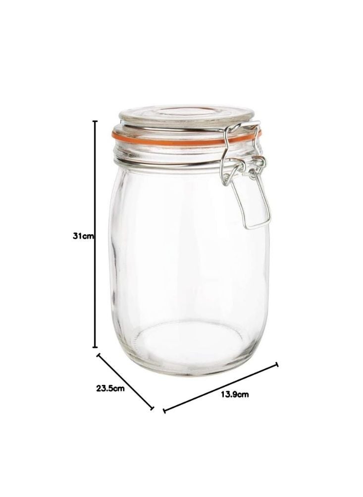 Clear Glass Jar with Clamp Lid – 1L Storage Container - Image 4