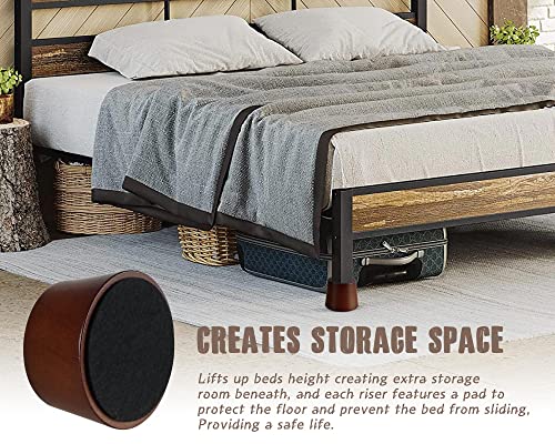 OneDream Wooden Furniture Risers Blocks - 1 inch Set of 4 Bed Risers, Heavy Duty Solid Wood Round Risers, Sofa Riser with Non-Slip Pad, Create Storage Space and Easy Cleaning for The Sweeper - Image 4