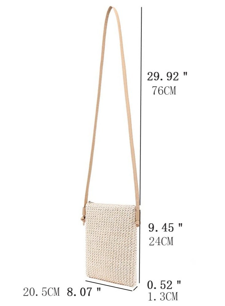 Excefore Straw Shoulder Bag Straw Clutch Straw Crossbody Bag Casual Summer Beach Straw Handmade Bag for Women Envelope Purse Wallet - Image 5