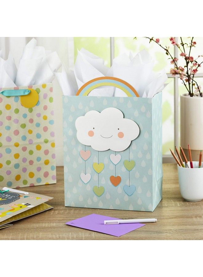 Hallmark 13" Large Gift Bags Assortment With Tissue Paper (Pack Of 3 Cloud And Rainbow Giraffe Pastel Polka Dots) - Image 3