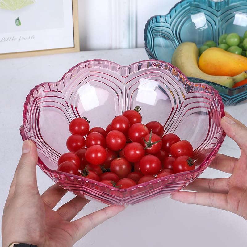 SAJANI Elegant Fruit and Vegetable Storage Bowls, Large Transparent Fruit Serving Plate, Decorative Fruit Bowl for Vegetables, Snacks, Fruits & Candy (Multicolor) (Pack of 1) (Flower Fruit Bowl) - Image 2