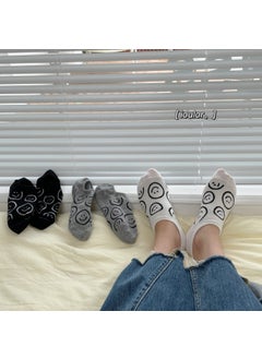 Breathable Spring Summer Women Short Socks Odor Resistant Summer Candy Color Macaron Thin Style Cotton Boat Socks Casual Use 0126 smiling face