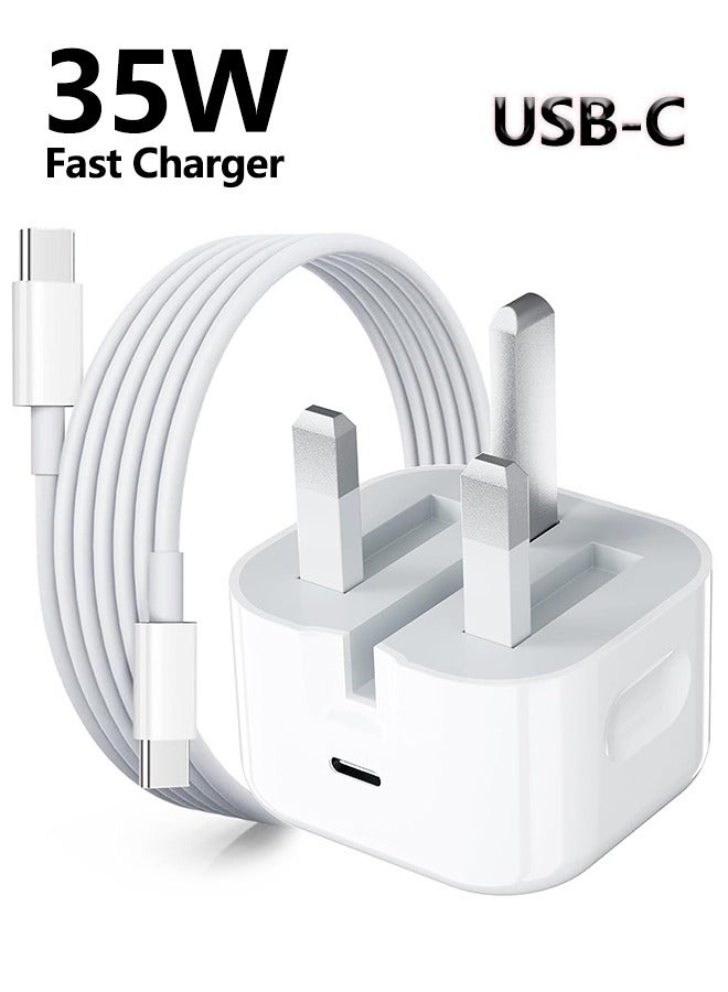35W Type C  Fast Charger, USB C Wall Fast Charger with 1M USB C Cable , Foldable iPhone Charger Type C Plug For Samsung S24 Ultra/Samsung S25Ultra/ iPhone 16 /iPhone 15/Honor/Motorola/iPad Pro/AirPods/Xiaomi etc.  - Image 1
