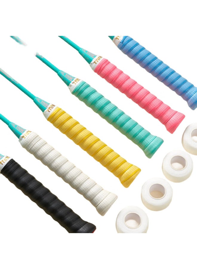 TAAN Badminton Grip Tape, Thickened, Perforated, Sweat-Absorbing, Non-Slip, Tg099, Three-Pack, White/Teal/Pink - Image 2
