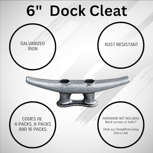 Simplified Living 6” Dock Cleats: Rough Cast Hot Dipped Galvanized Iron: 4, 8, 16 Pack (4 Pack) - Image 4