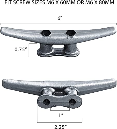 Simplified Living 6” Dock Cleats: Rough Cast Hot Dipped Galvanized Iron: 4, 8, 16 Pack (4 Pack) - Image 3