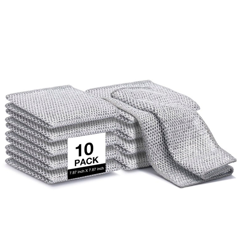 Inkhut Non Scratch Wire Dishcloth, Multipurpose Wire Dishwashing Rag for Wet and Dry, Multifunctional Dish Rags for Washing Dishes, Reusable Steel Wool Scrubber for Kitchen Cleaning - Image 1