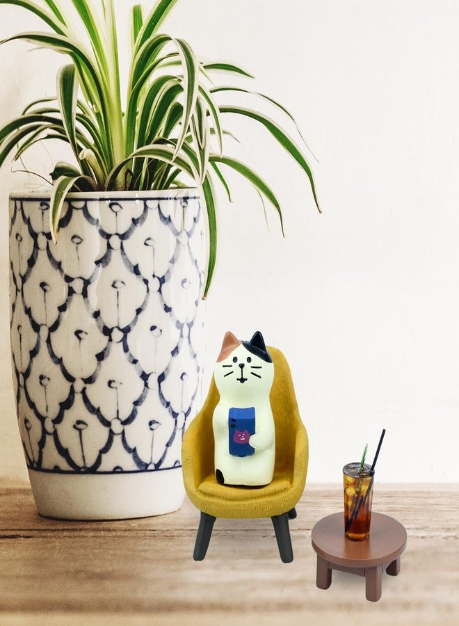 Mevodeata Cute Cat Playing Phone on Sofa and Drinking Coffee Figurine for Office Home Decor - Cute Cat Gift for Cat Lovers - Image 5