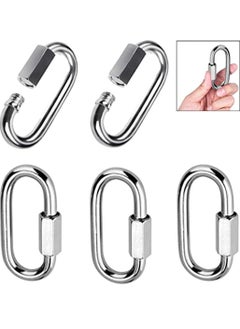 Bukela Quick Link, 304 Stainless Steel D Shape Locking Carabiner Heavy Duty Repair Link Pets Keychain for Outdoor Traveling Equipment M4 Capacity 200 lb (M4 5 pcs)  - Image 1