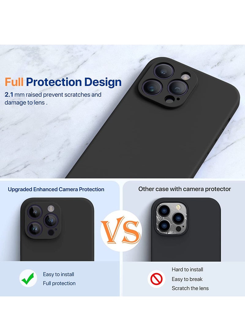 ELTRAZONE iPhone 14 Pro Max Case, with 2 Pack Screen Protectors,[Upgraded Enhanced Camera Protection],Shockproof Liquid Silicone Case with Microfiber Lining,6.7 inch(Black) - Image 2