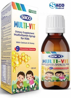 Saco Saco Multi-Vit Dietary Supplement Multivitamin Syrup for Kids with Calcium and Honey 120 ml  - Image 1