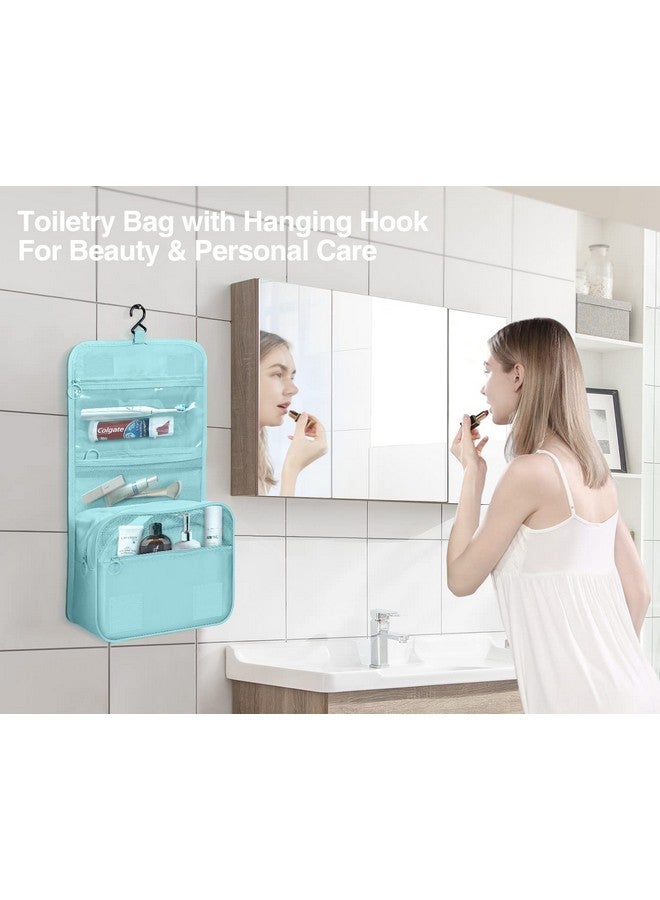 Luxtude Hanging Toiletry Bag for Women with Hanging Hook, Water-resistant Traveling Toiletries Bag, Portable Toiletry Travel Organizer Bag for Toiletries, Shower, Bathroom, Cosmetics Accessories-Blue - Image 2