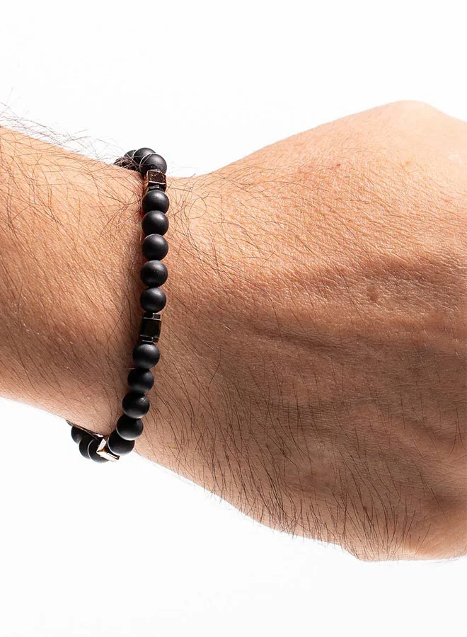 كريسوستوموس Handmade Beaded Bracelet for Men with Onyx and Squared Tigerâ€™s Eye