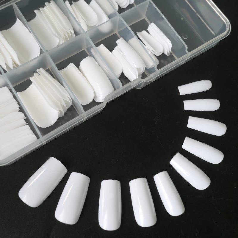 Lifextol 120pc Square Press on Nails Medium Long Ballerina Fake Nail Full Cover Artificia Acrylic False Nail Art Square Fingernails for Beginner Women and Girls ManicureWhite