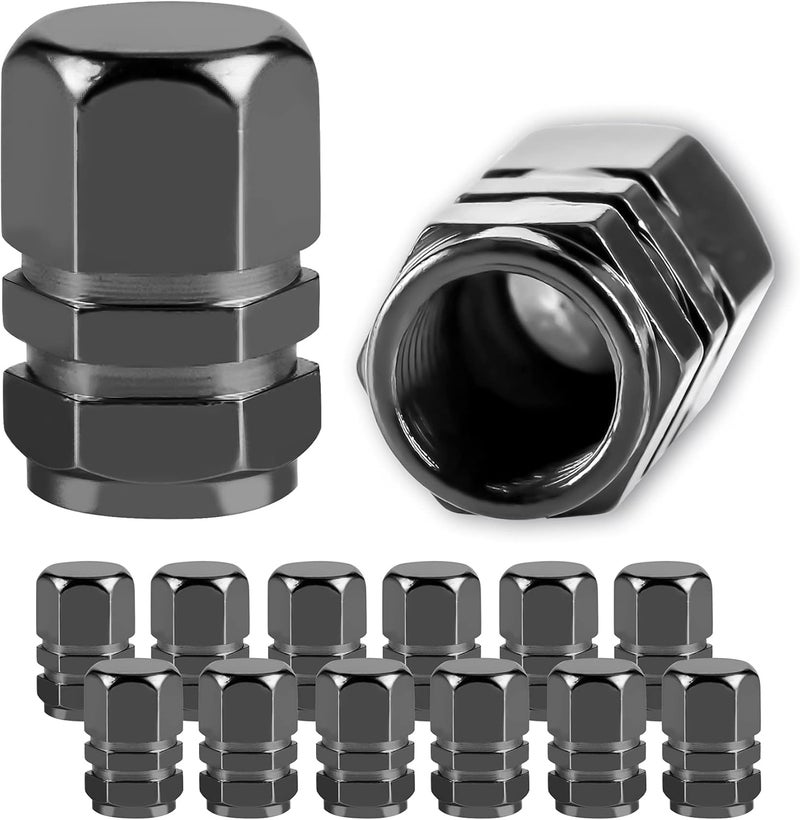 JUSTTOP Car Tire Valve Stem Caps, 12pcs Air Caps Cover, Universal for Cars, SUVs, Bike, Trucks and Motorcycles-Grey - Image 1