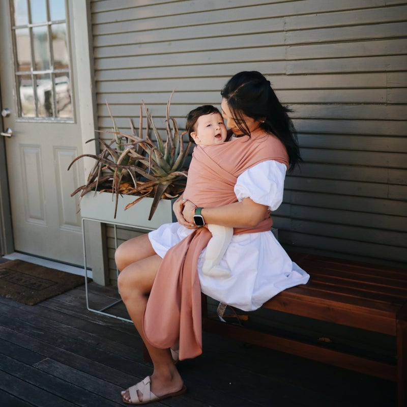 mushie Baby Wrap Carrier | Organic Cotton and Elastane | Infant Sling for Newborn and Babies 8-35 lbs (Cedar) - Image 3