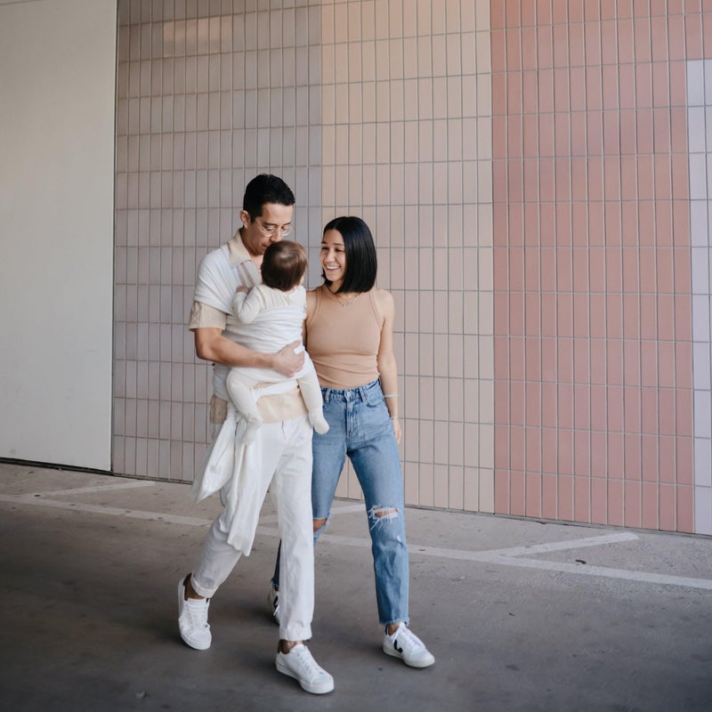 mushie Baby Wrap Carrier | Organic Cotton and Elastane | Infant Sling for Newborn and Babies 8-35 lbs (Cedar) - Image 4